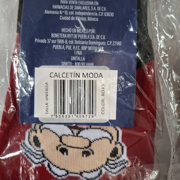 Lot Of 2 Socks Dr. Simi Unisex Calcetines One Size Brown Chevron Red Cotton Poly - Picture 7 of 8